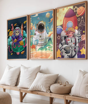 Des designs spatiaux colorés avec une thématique d’astronautes
