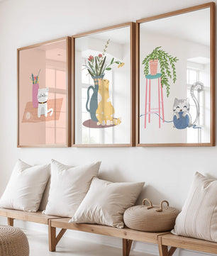Imágenes Decorativas de Gatos y Plantas en Interiores Modernos
