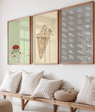 Trio d’affiches d’art moderne sur la nourriture