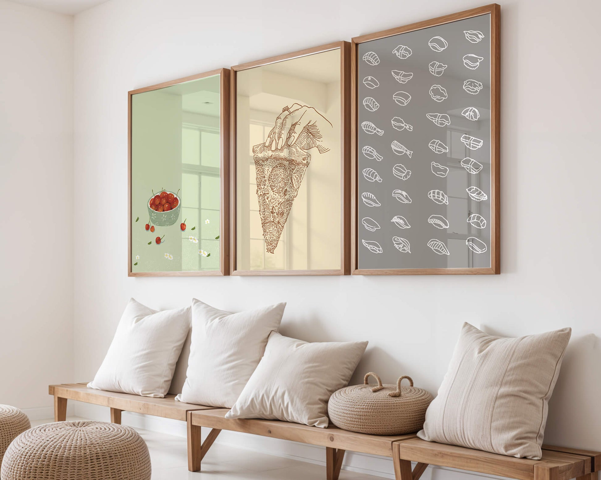 Trío de Pósteres de Arte Moderno de Comida