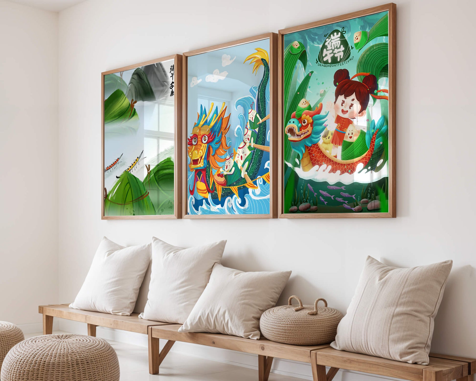 Art pour enfants avec des dragons et des éléments naturels dans un ton joyeux