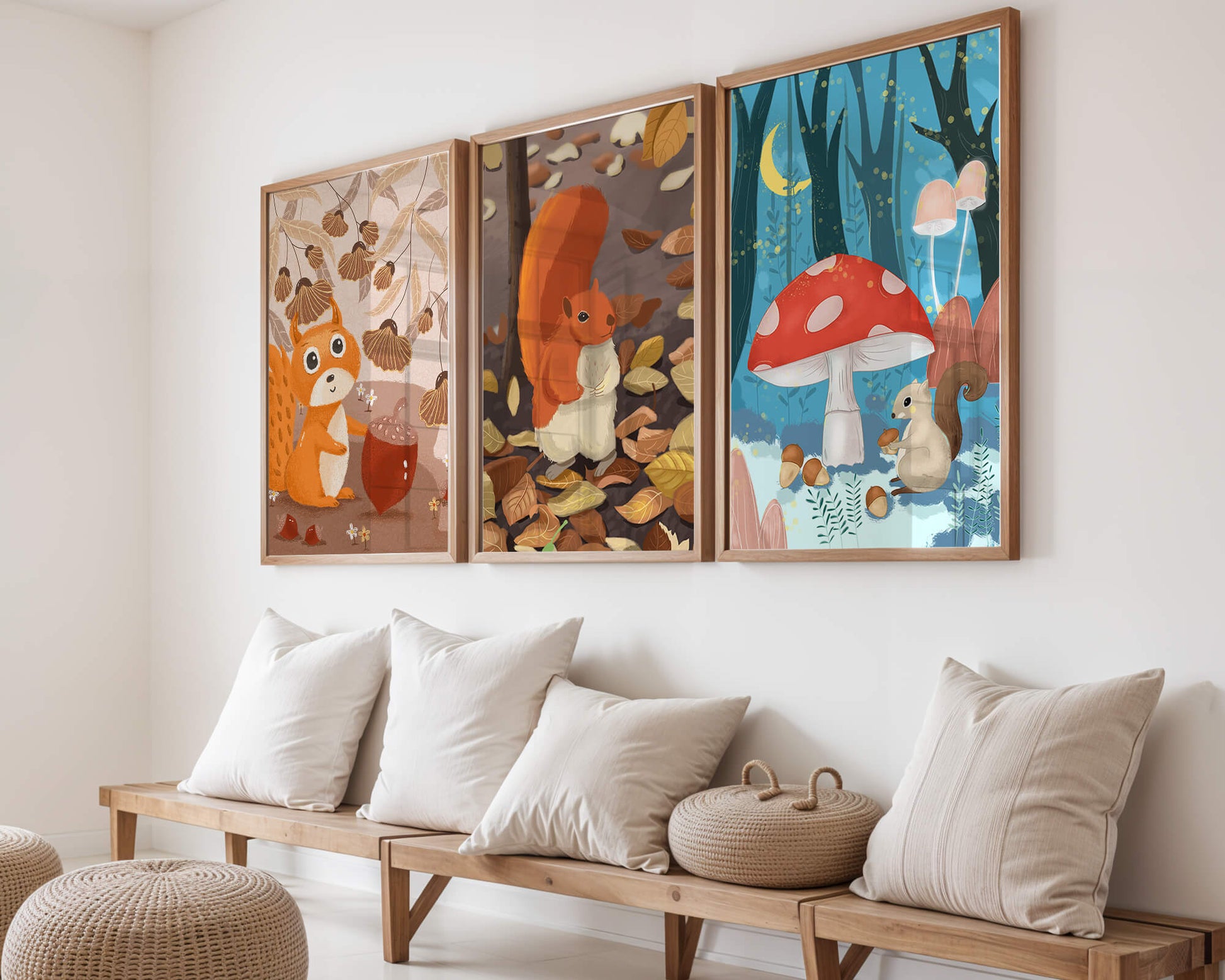 Ilustraciones De Animales En Un Bosque Otoñal