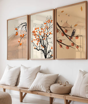 Ensemble d’art décoratif avec des motifs de nature et de fruits d’automne