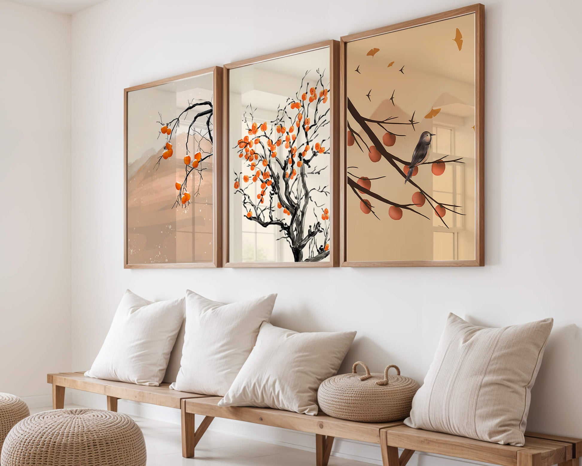 Conjunto de Arte Decorativo con Motivos de Naturaleza y Frutas de Otoño