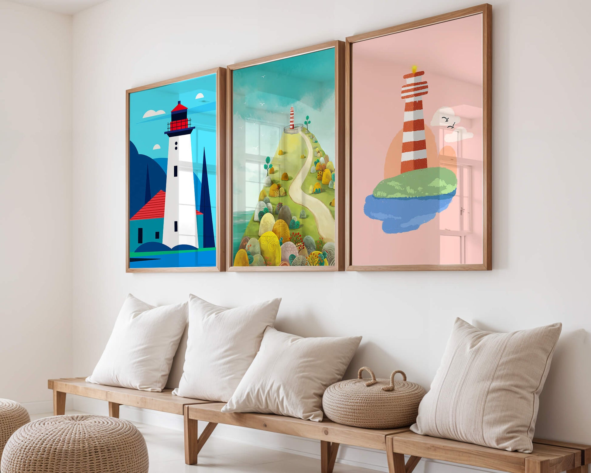 Conjunto de Impresiones de Arte con Motivos de Faros Sin Marco