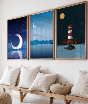 Ensemble de toiles Nuit étoilée et Phare