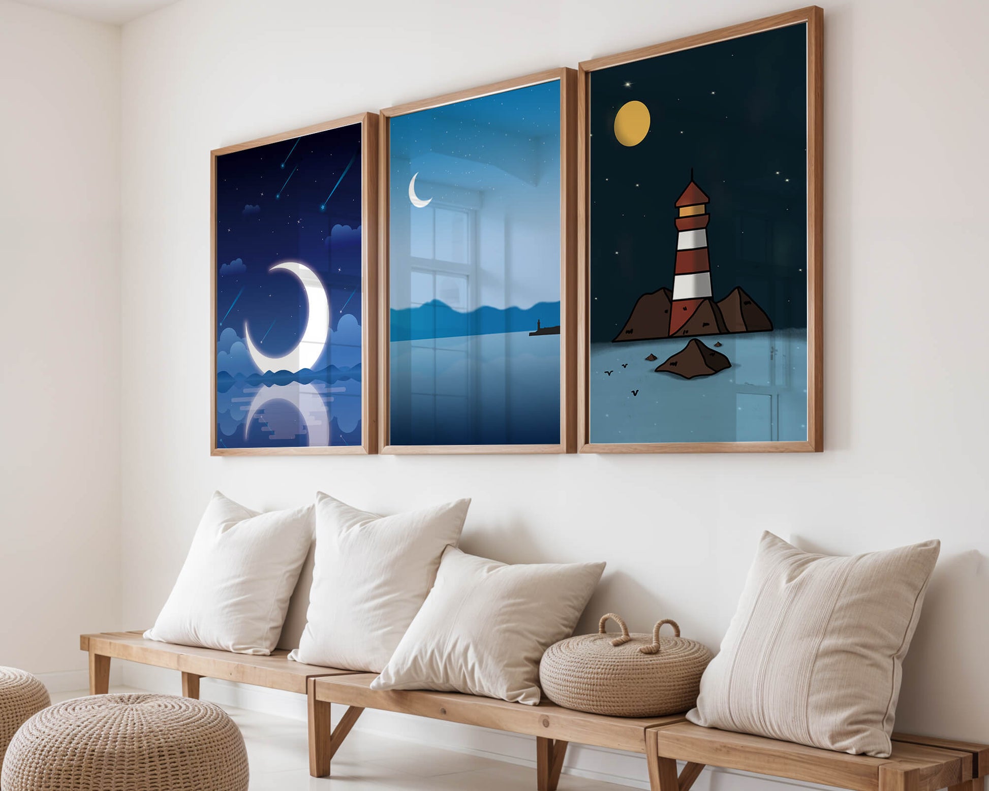 Ensemble de toiles Nuit étoilée et Phare