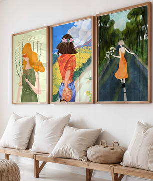 Ensemble d'illustrations modernes de femmes marchant sans cadre