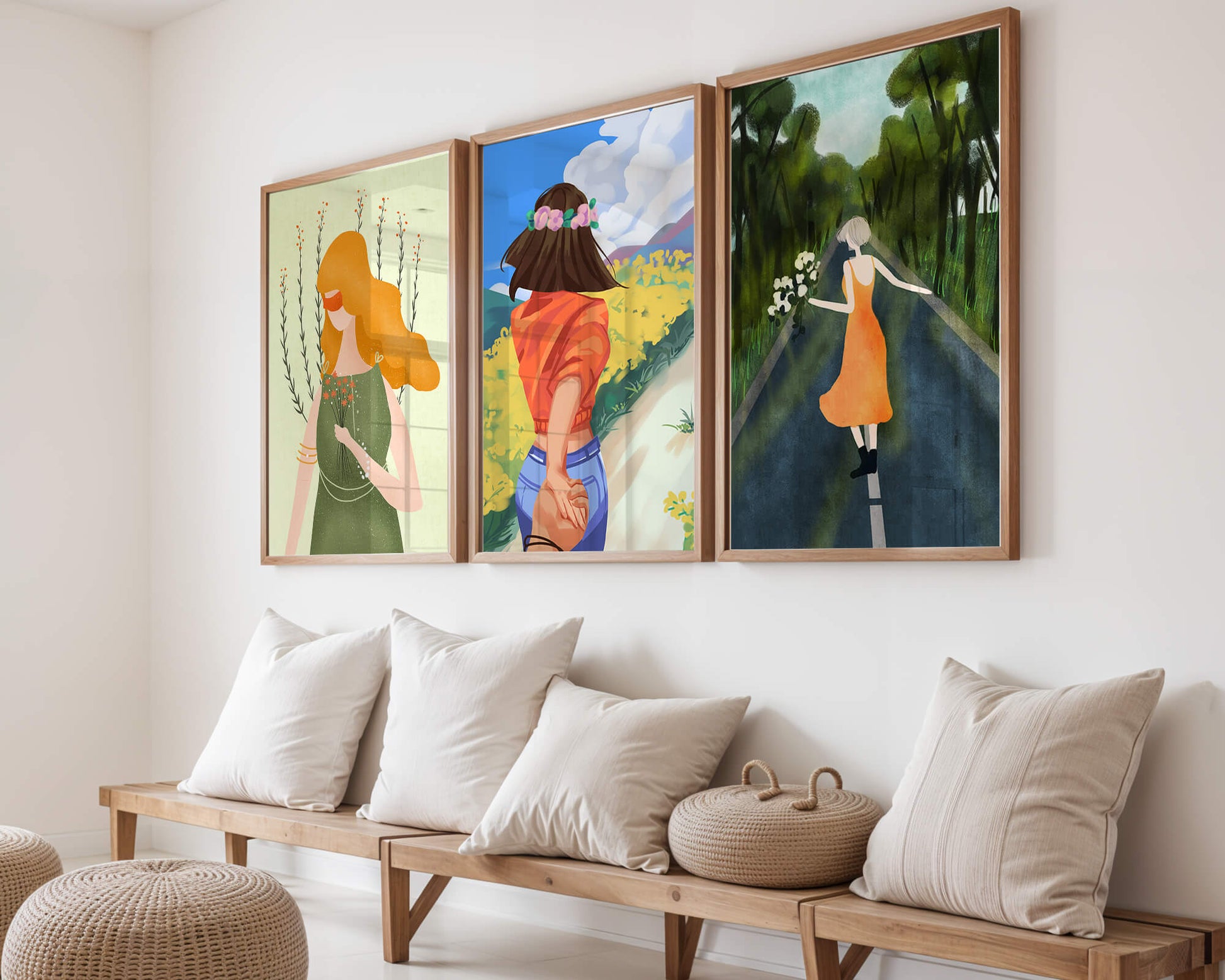 Ensemble d'illustrations modernes de femmes marchant sans cadre