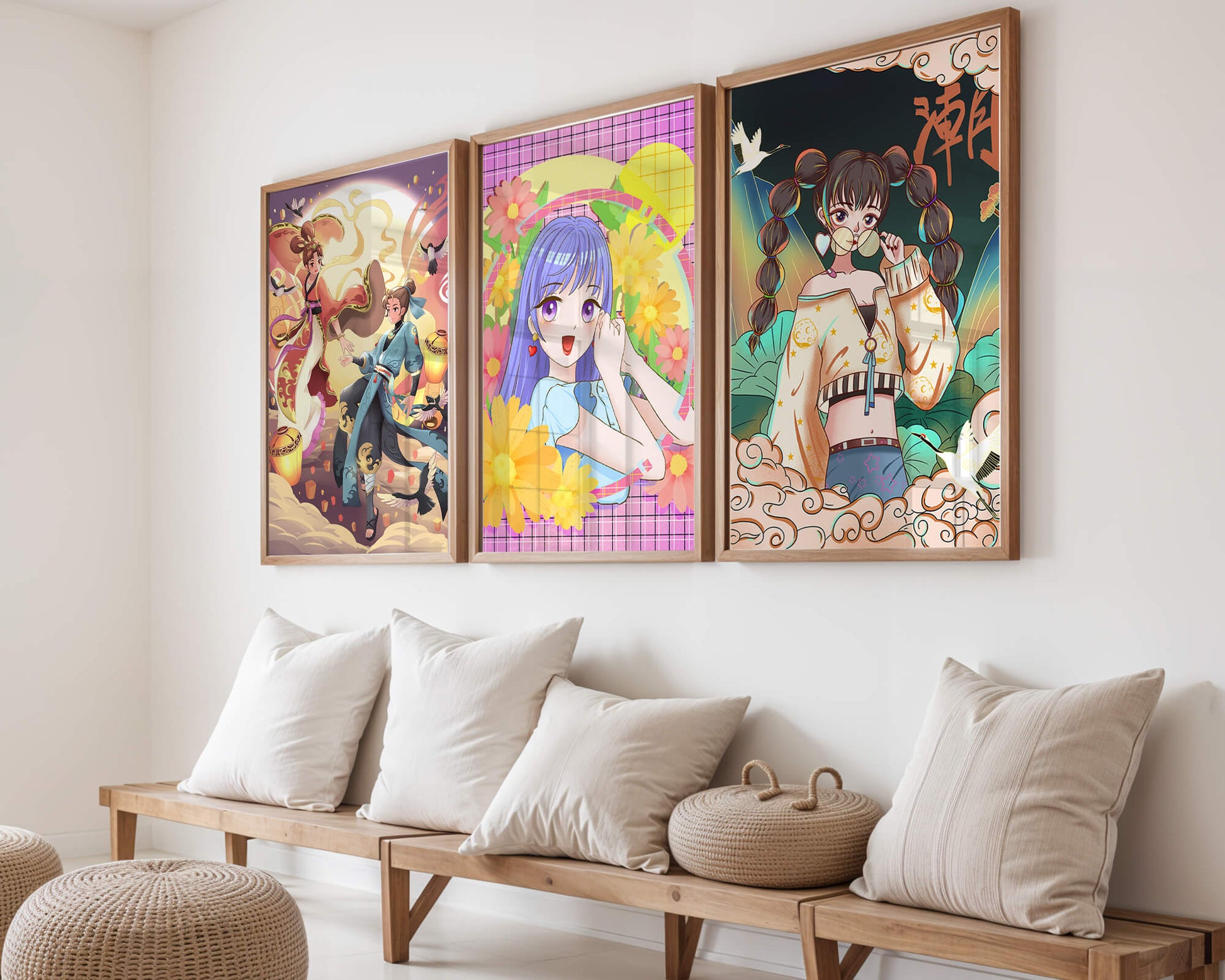 Ensemble d'illustrations d'anime aux designs joyeux et colorés