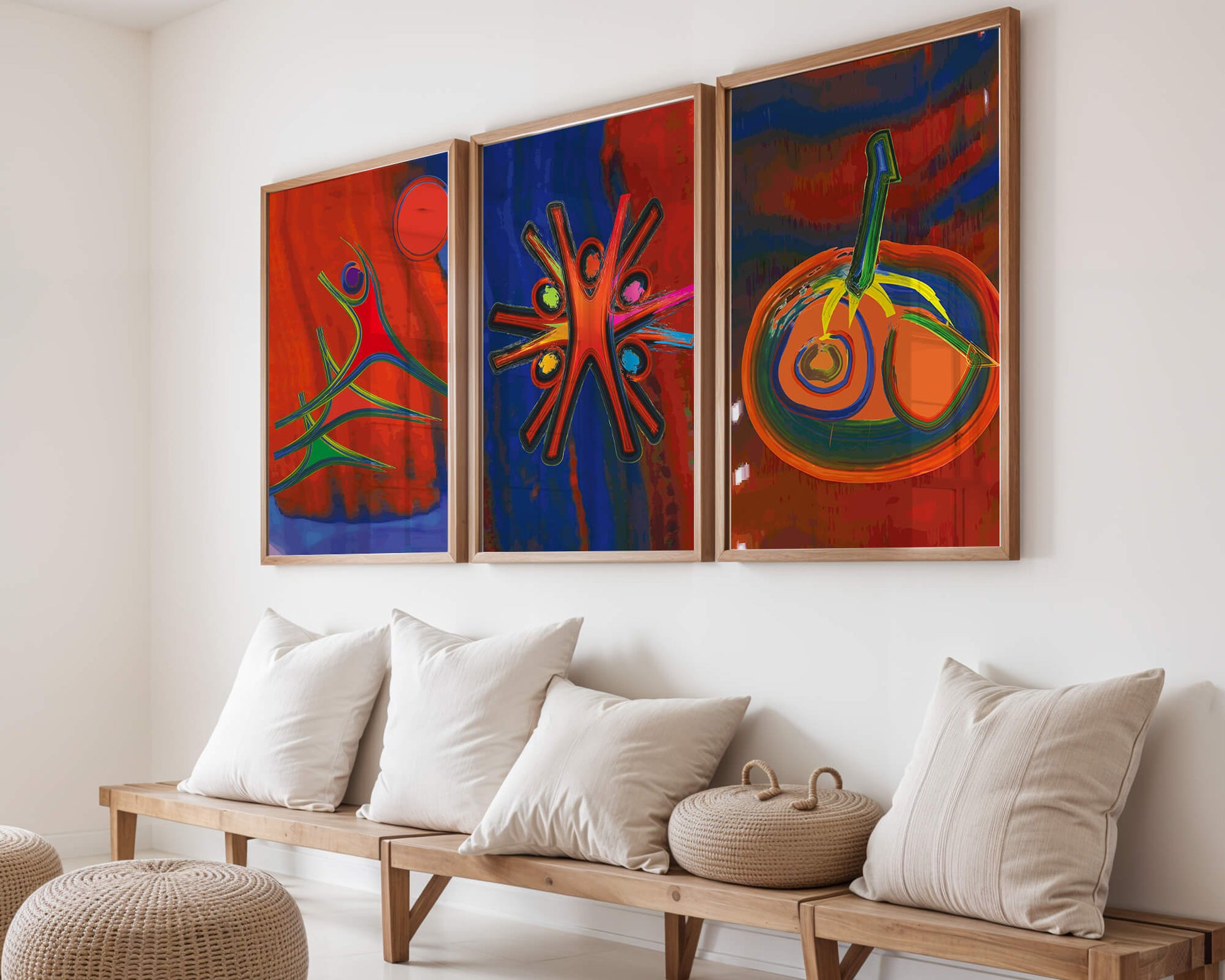 Pinturas Abstractas Coloridas en Estilo Moderno Sin Marco