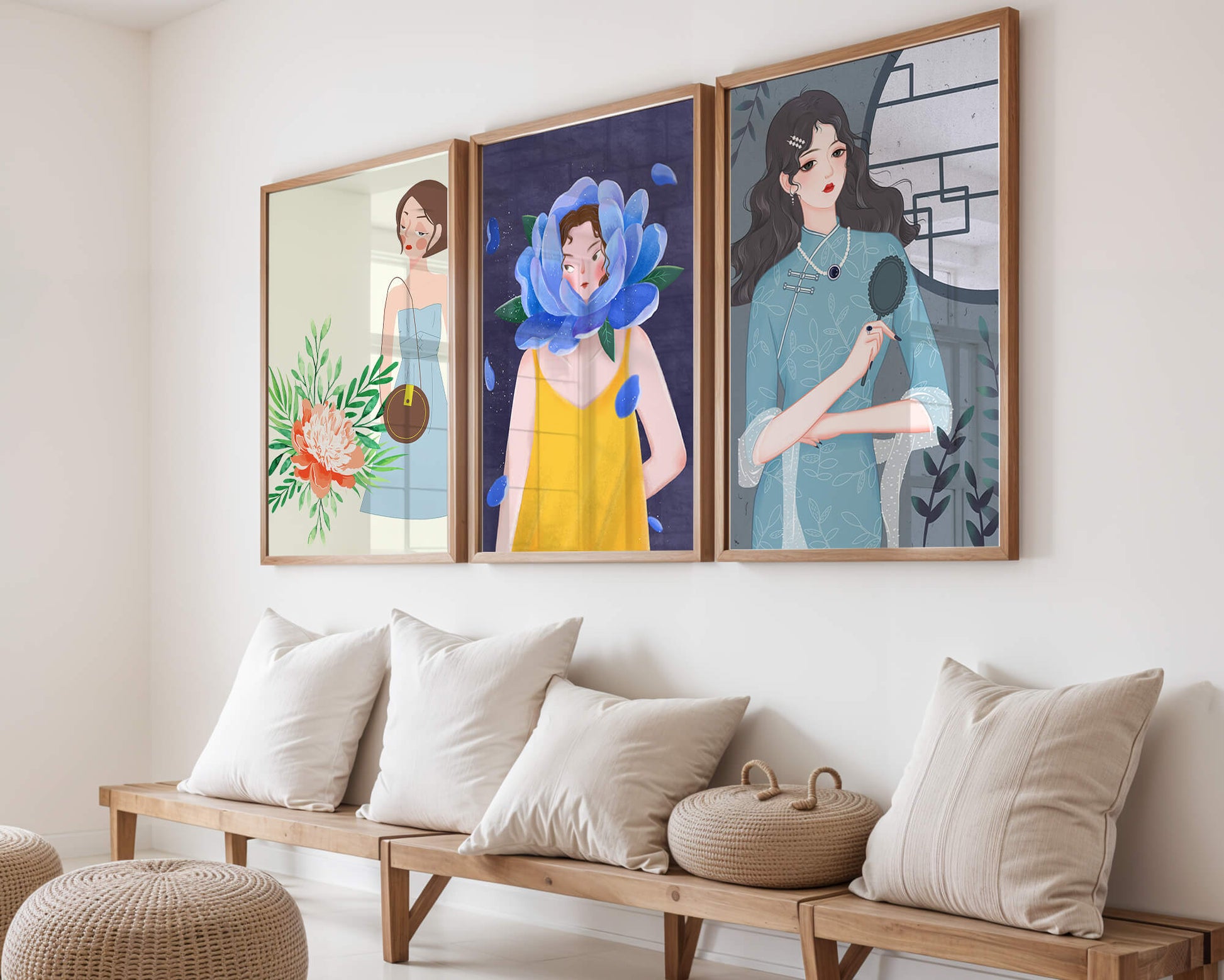 Cuadros Modernos con Ilustraciones Artísticas Femeninas en Estilo Colorido