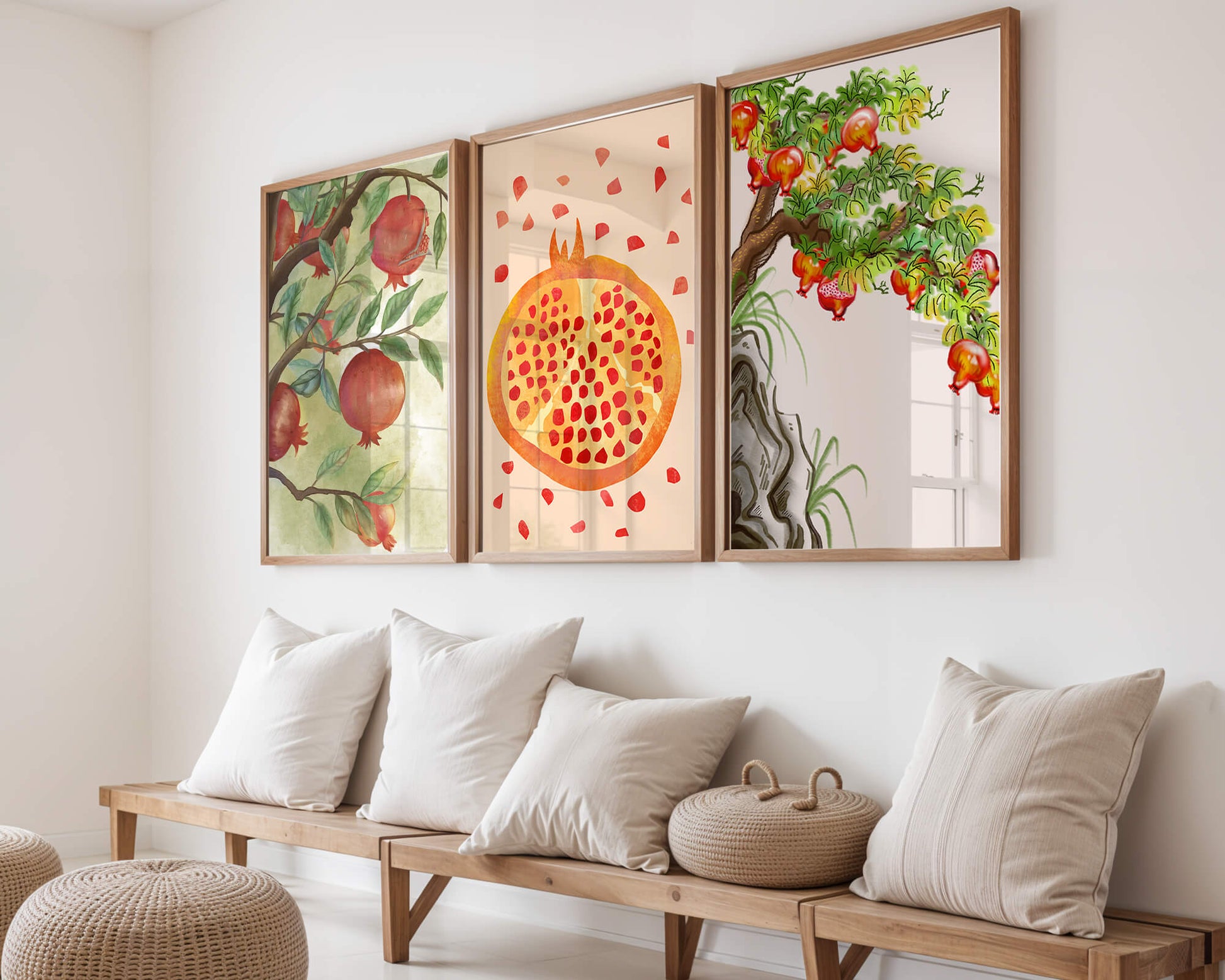 Arte de Granadas en Estilo Acuarela