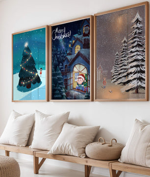 Décoration de Noël avec illustrations hivernales et ambiances festives