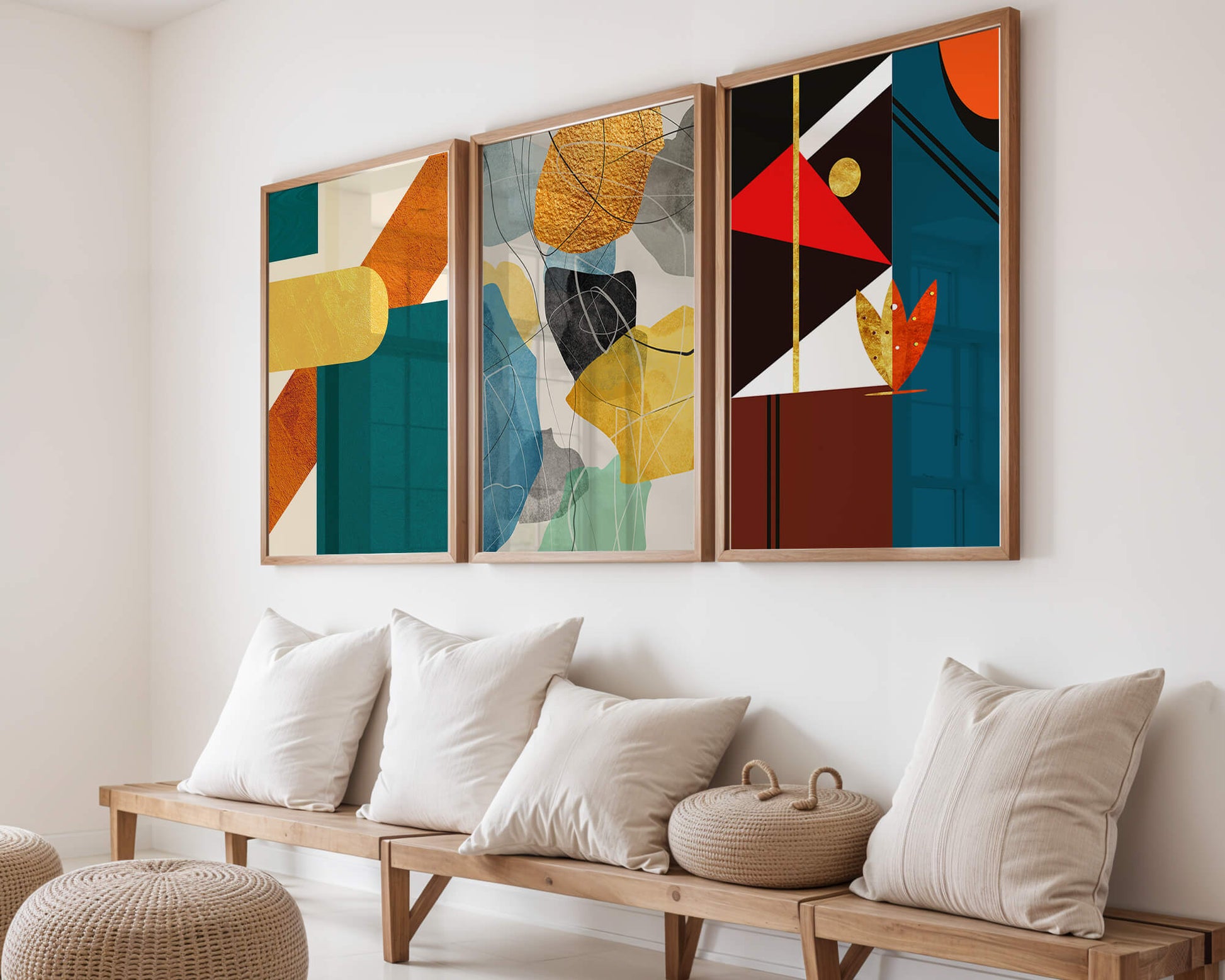 Arte Abstracto Moderno Con Elementos Geométricos Y Detalles Dorados