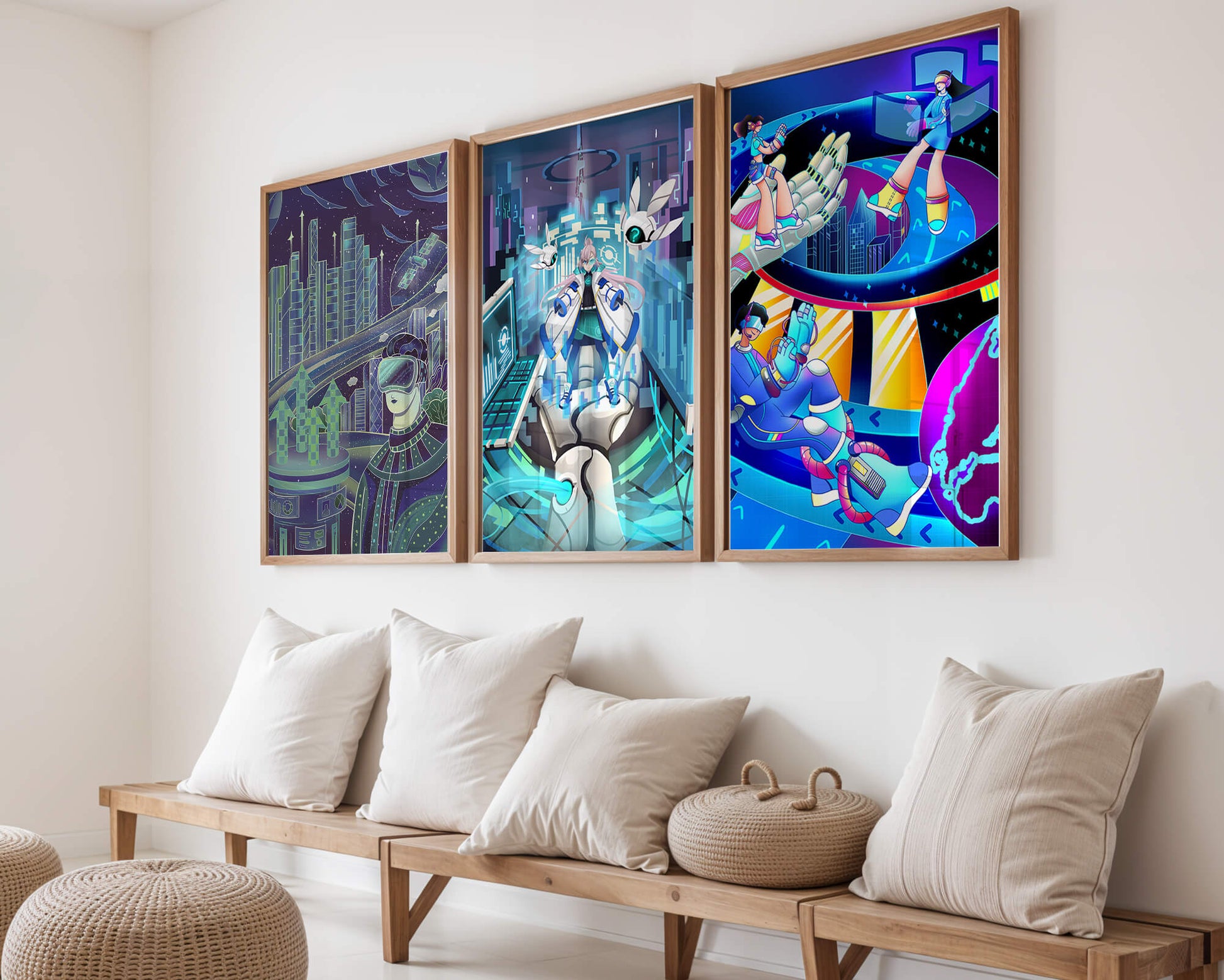 Impresiones Futuristas en Arte Digital Sin Marco