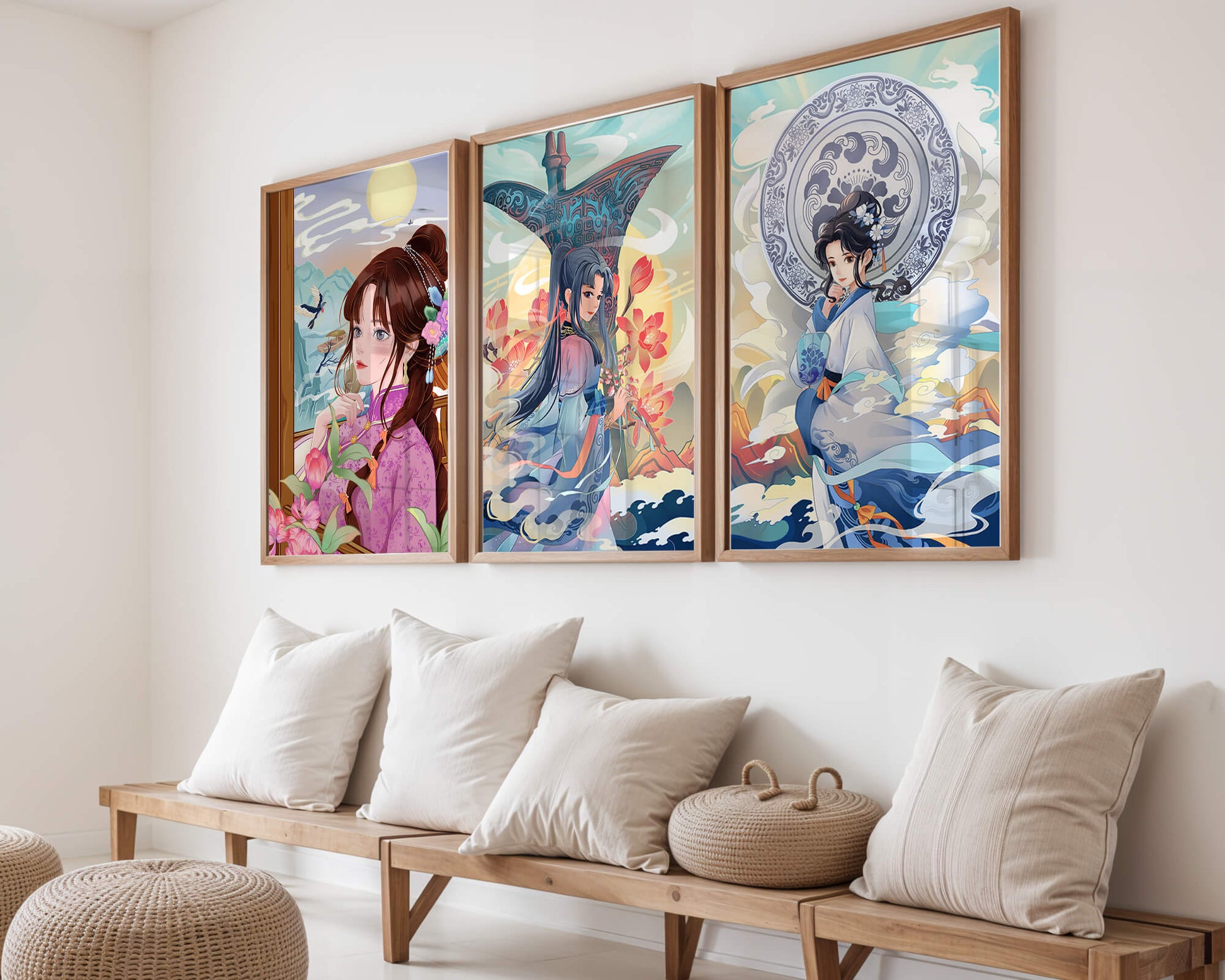 Arte Oriental en Interiores Modernos con Impresión de Alta Calidad