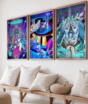 Œuvres d’art de science-fiction au design futuriste et aux couleurs vives