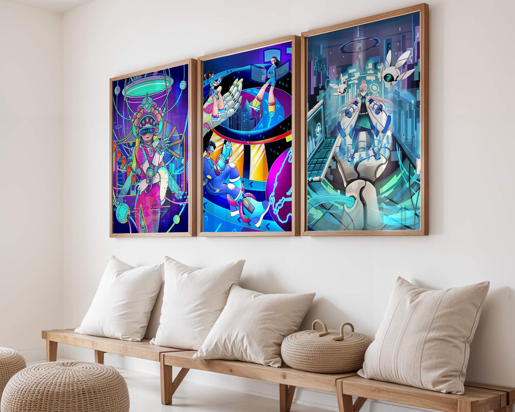 Obras de Arte de Ciencia Ficción con Diseño Futurista y Colores Vivos