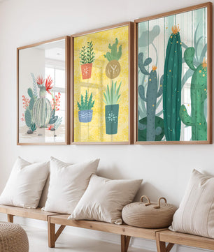 Conjunto De Impresiones De Cactus Sin Marco En Interior