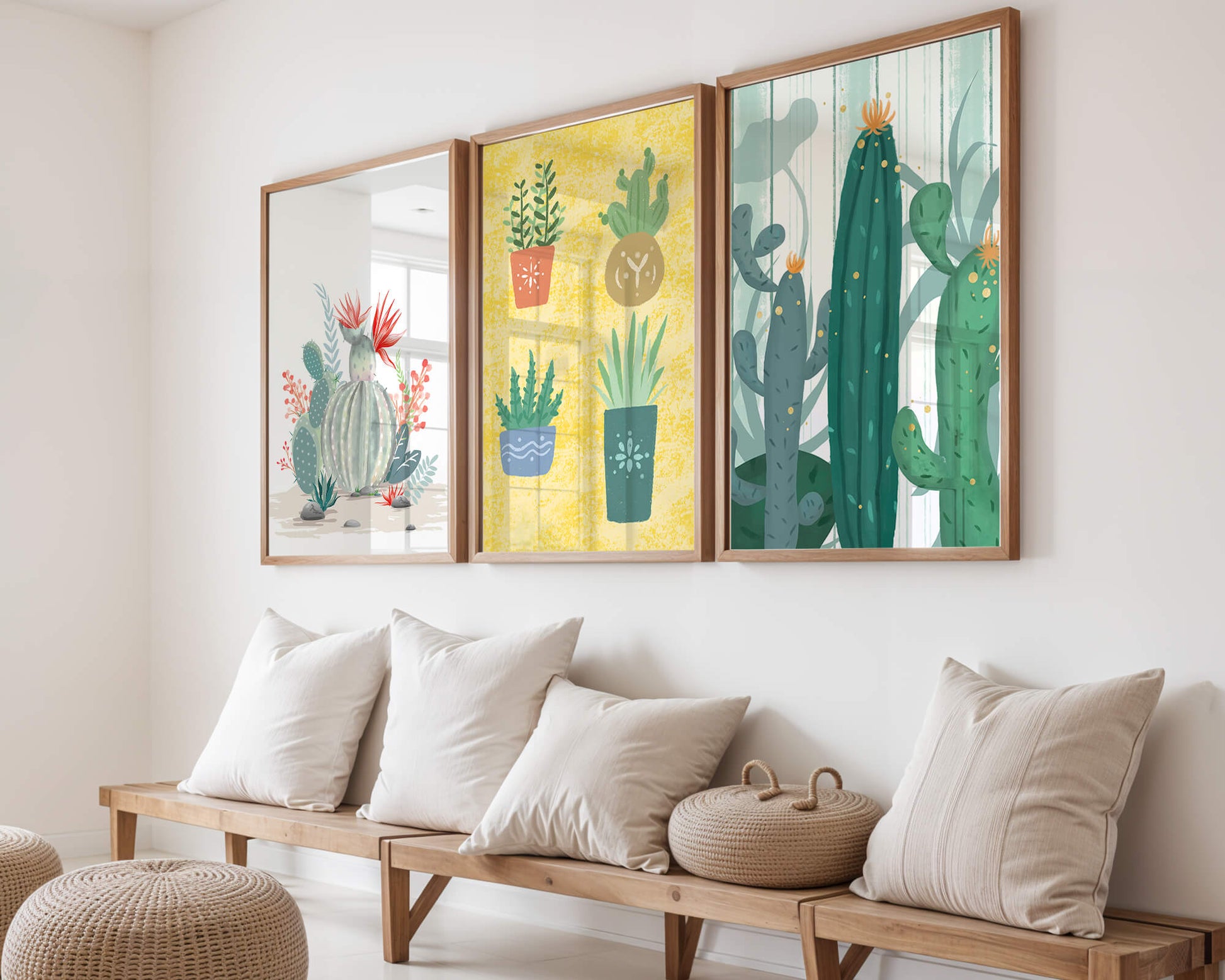 Conjunto De Impresiones De Cactus Sin Marco En Interior