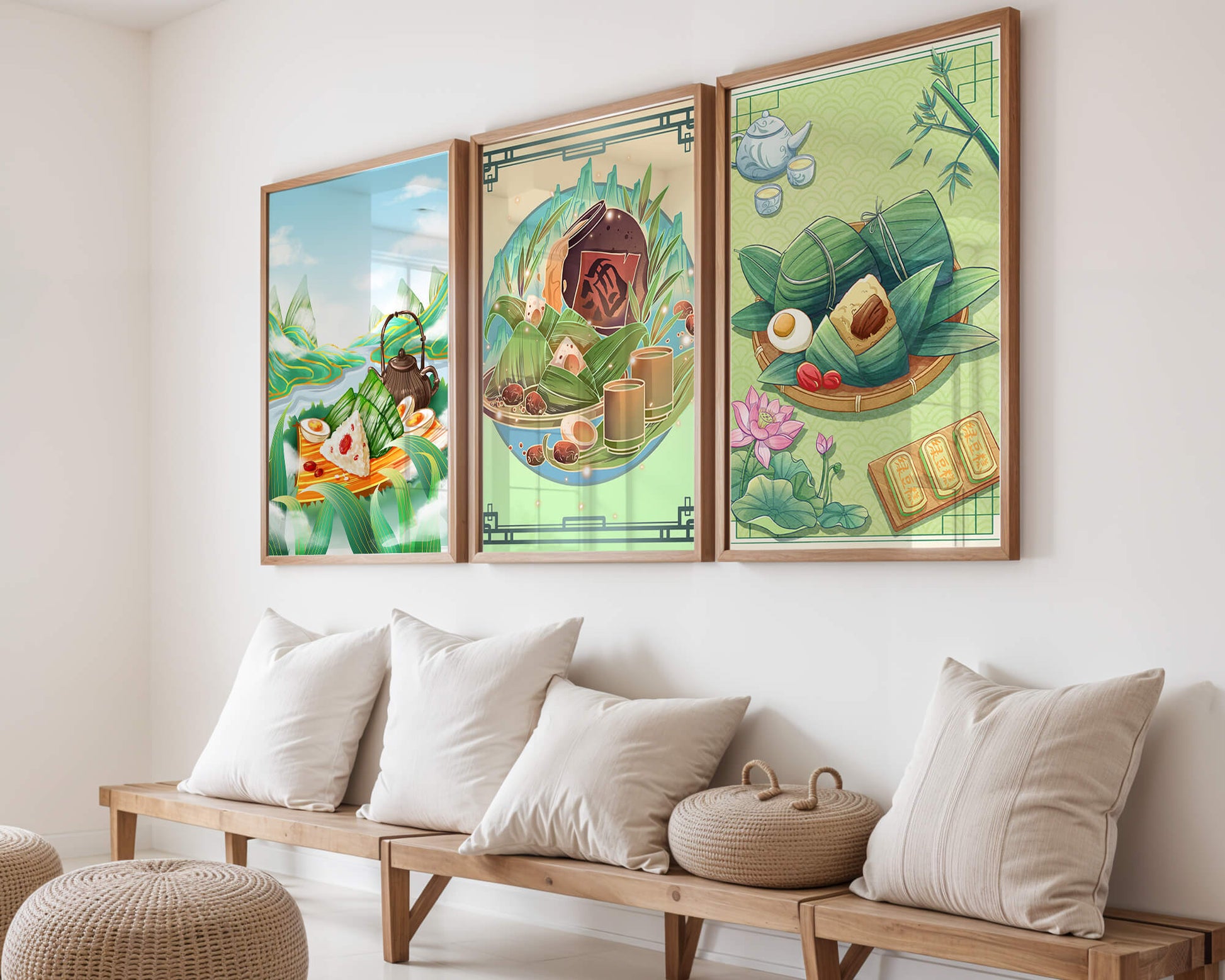 Decoraciones Artísticas de Comida Asiática en Coloridos Marcos
