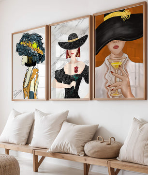 Impression artistique de mode avec éléments dorés