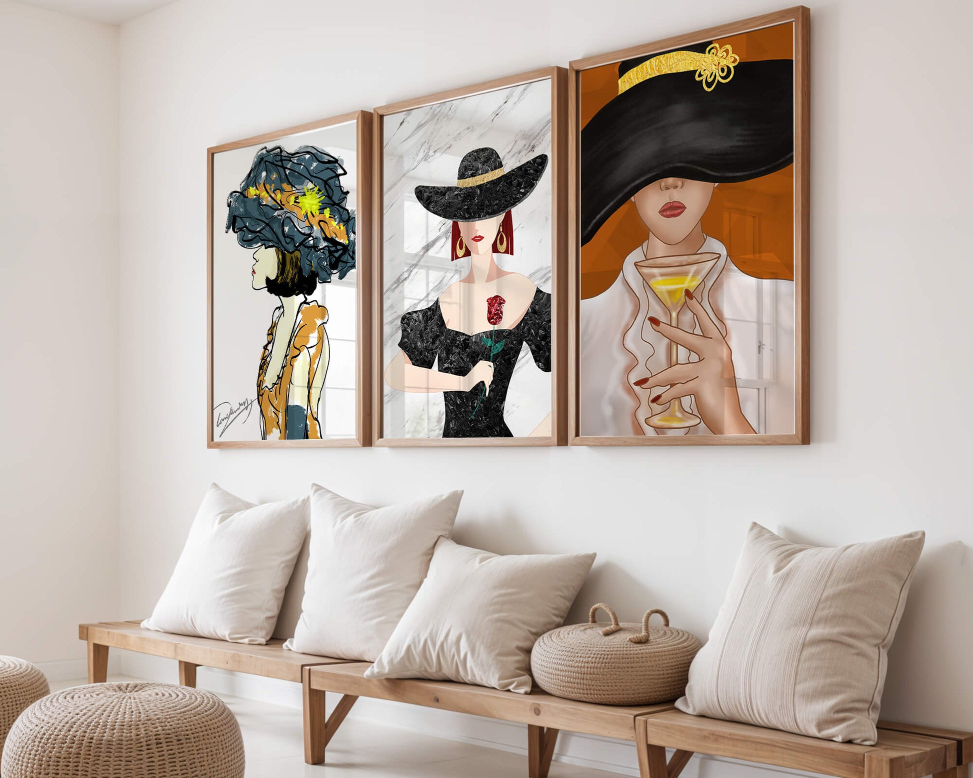 Impression artistique de mode avec éléments dorés