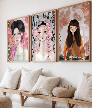 Illustrations artistiques de femmes avec des fleurs et inspiration botanique