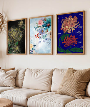 Pinturas Florales Sin Marco en Interiores Modernos