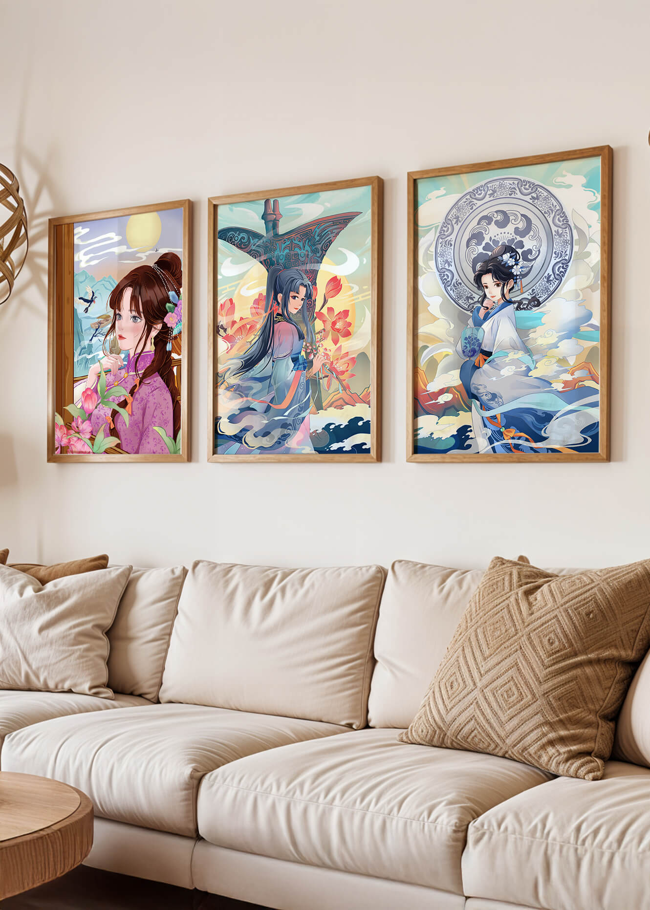 Arte Oriental en Interiores Modernos con Impresión de Alta Calidad