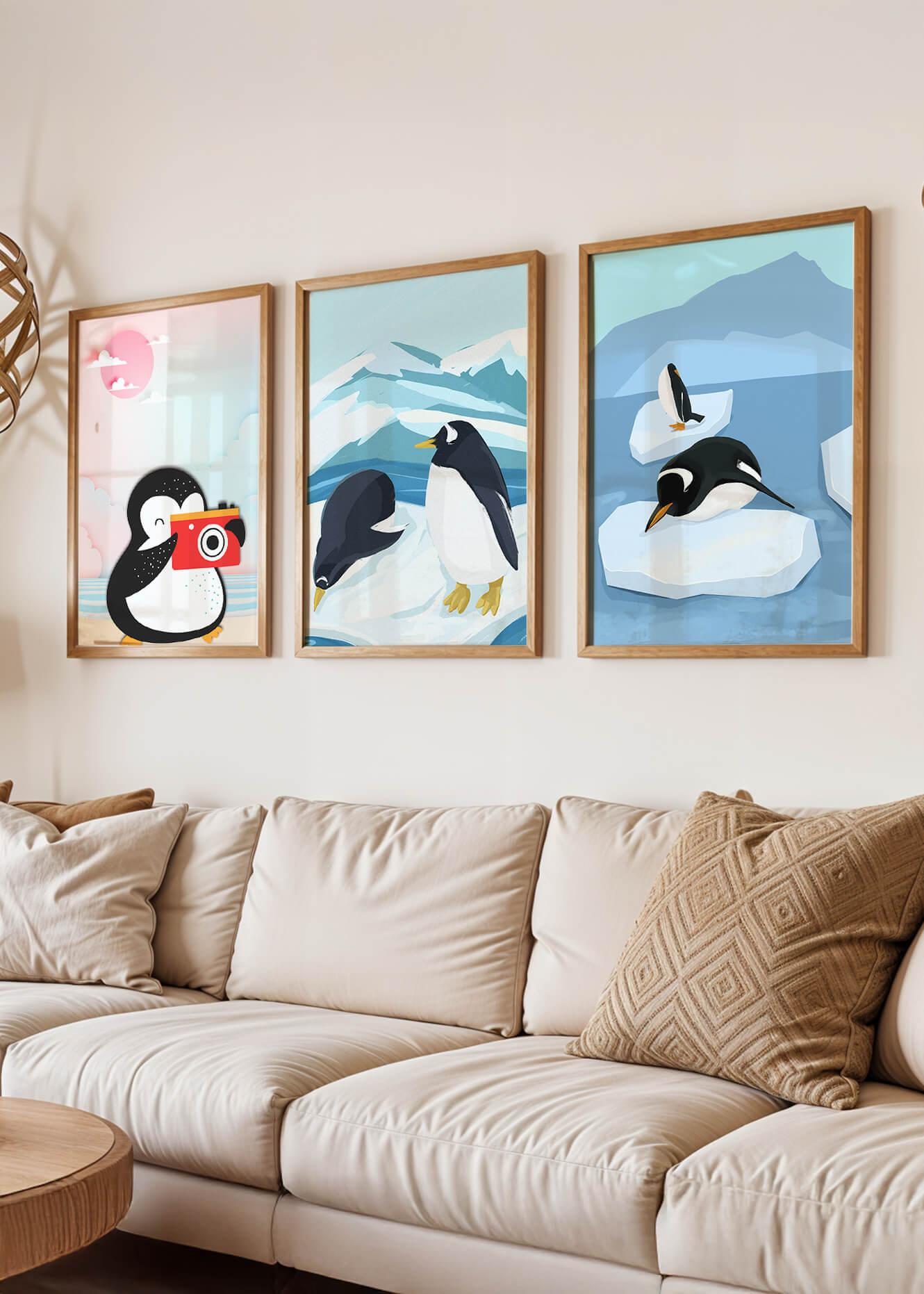 Póster De Pingüinos Sobre Piso De Madera