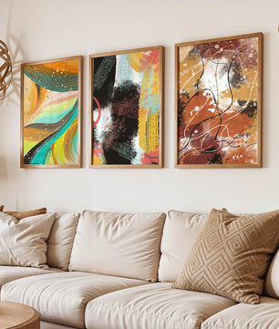 Conjunto De Cuadros Abstractos De Impresión En Alta Calidad
