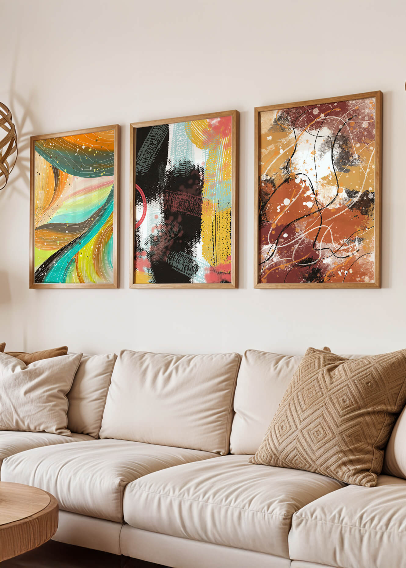 Conjunto De Cuadros Abstractos De Impresión En Alta Calidad