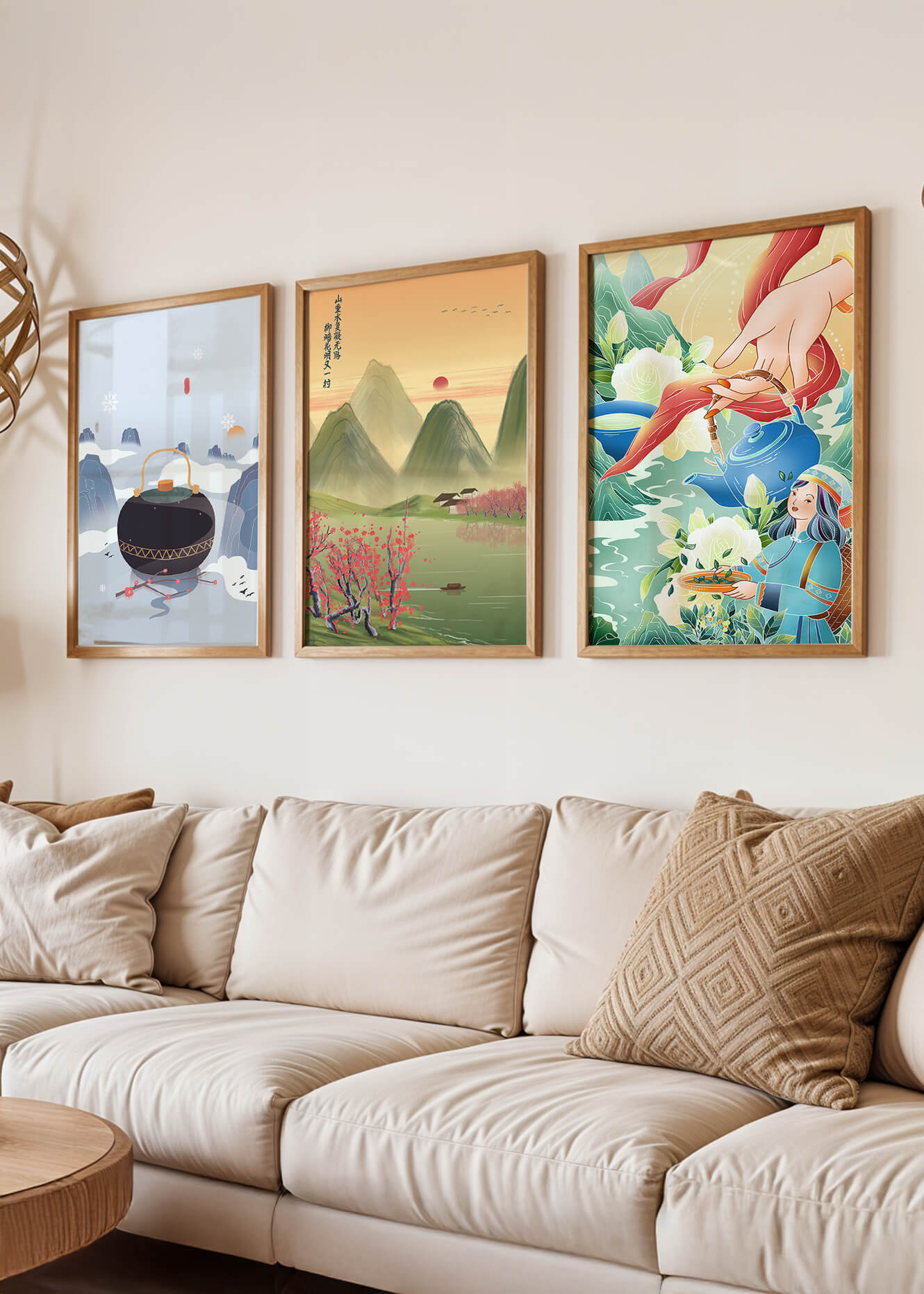 Art moderne avec paysages naturels et détails colorés