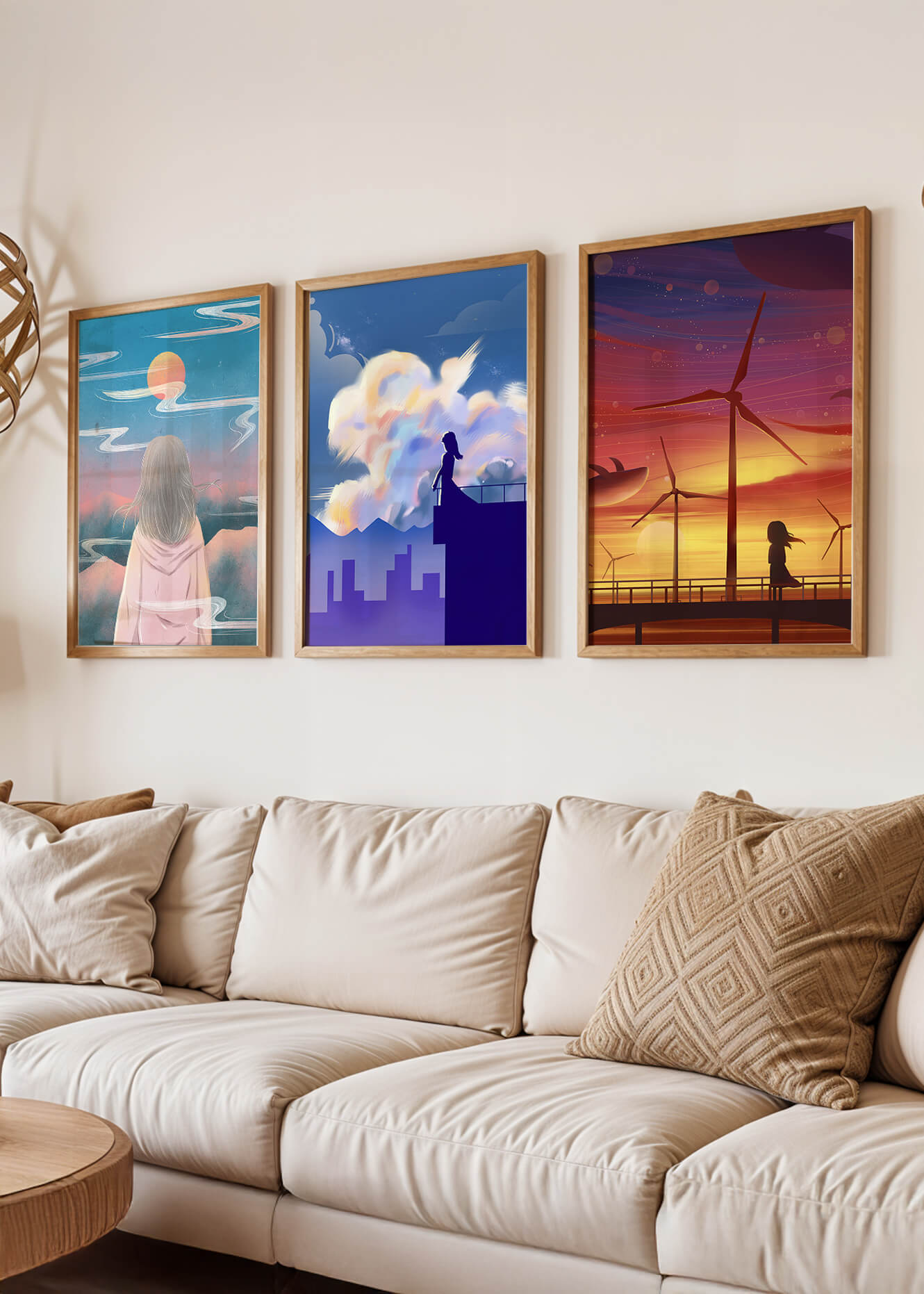 Zeitgenössische Kunst: Minimalistisches Triptychon mit Landschaften