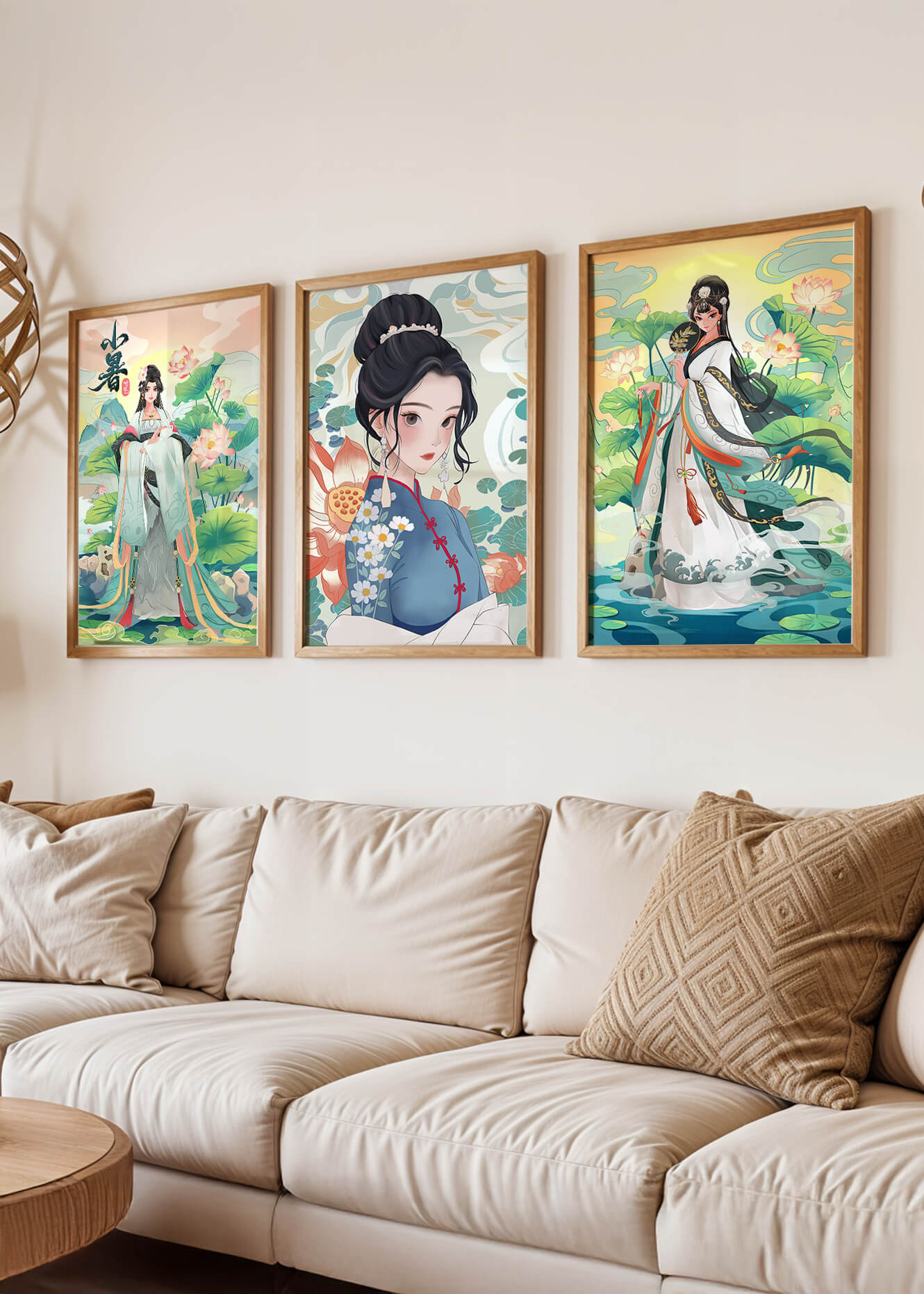 Serie De Arte Chino Con Mujeres Tradicionales En Impresión De Alta Calidad