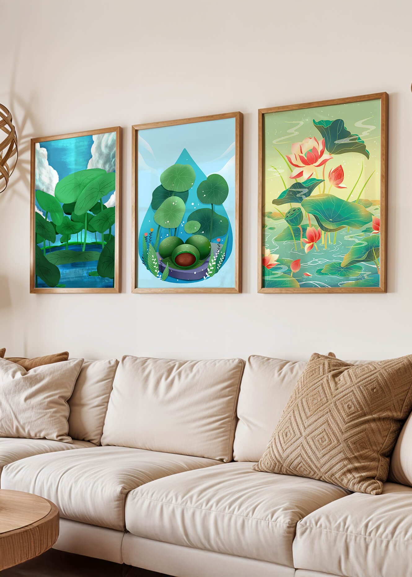 Conjunto De Impresiones De Arte Botánico De Nenúfares Sin Marco