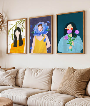 Ensemble de trois illustrations modernes sans cadre
