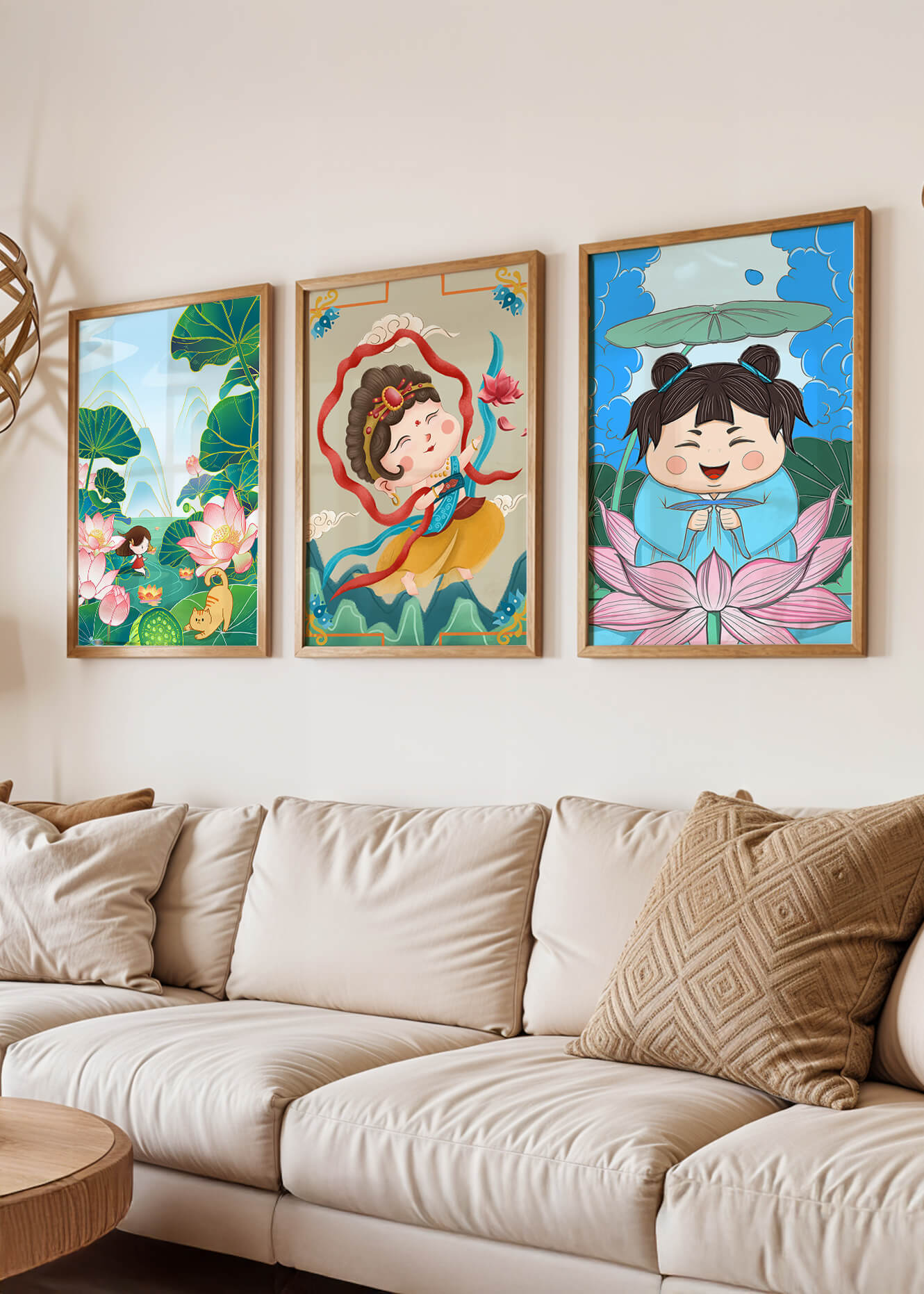 Ensemble d’illustrations de personnages adorables et de motifs floraux dans des tons vibrants