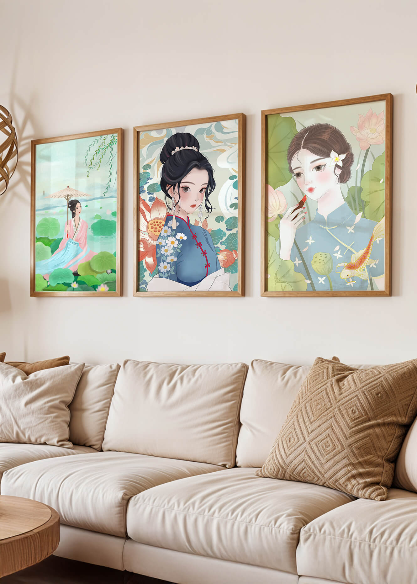 Décoration murale avec art asiatique de femmes élégantes