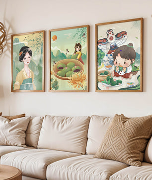 Ensemble d’illustrations inspirées de l’art asiatique