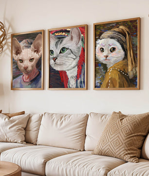 Pinturas de Gatos Elegantes en Estilo Clásico