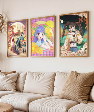 Ensemble d'illustrations d'anime aux designs joyeux et colorés