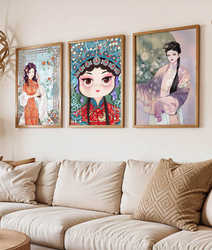 Élégantes illustrations de femmes en style oriental avec impression de haute qualité