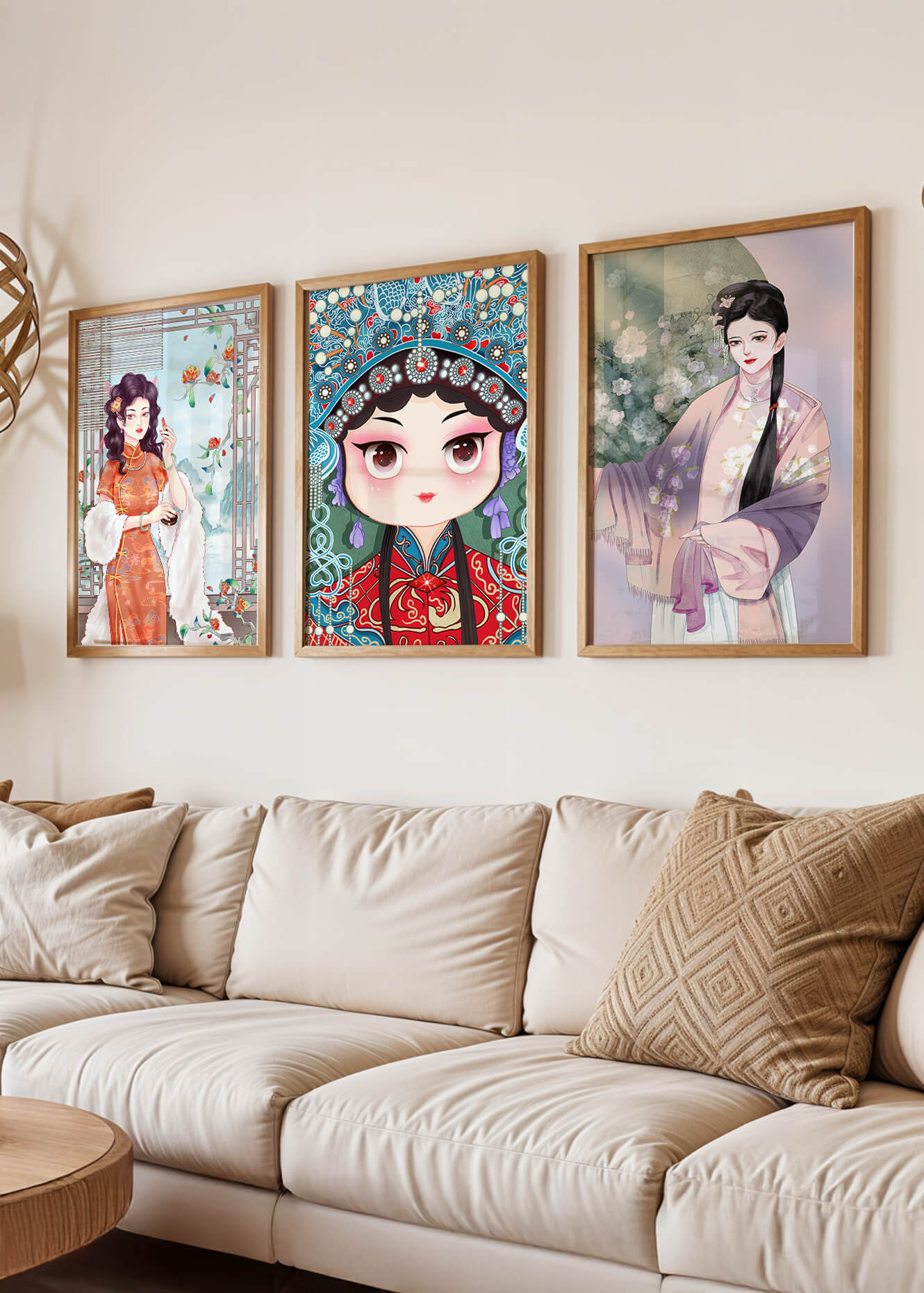 Élégantes illustrations de femmes en style oriental avec impression de haute qualité