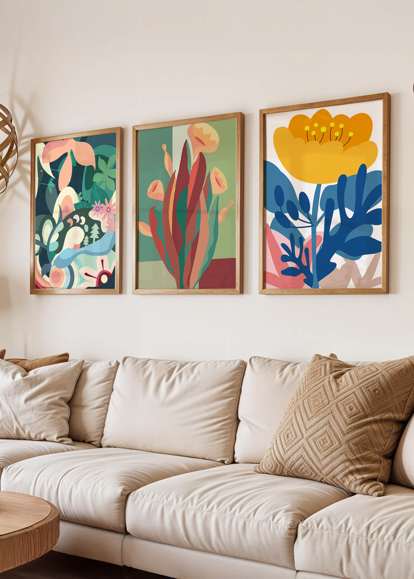 Conjunto De Arte Floral Moderno Sin Marco