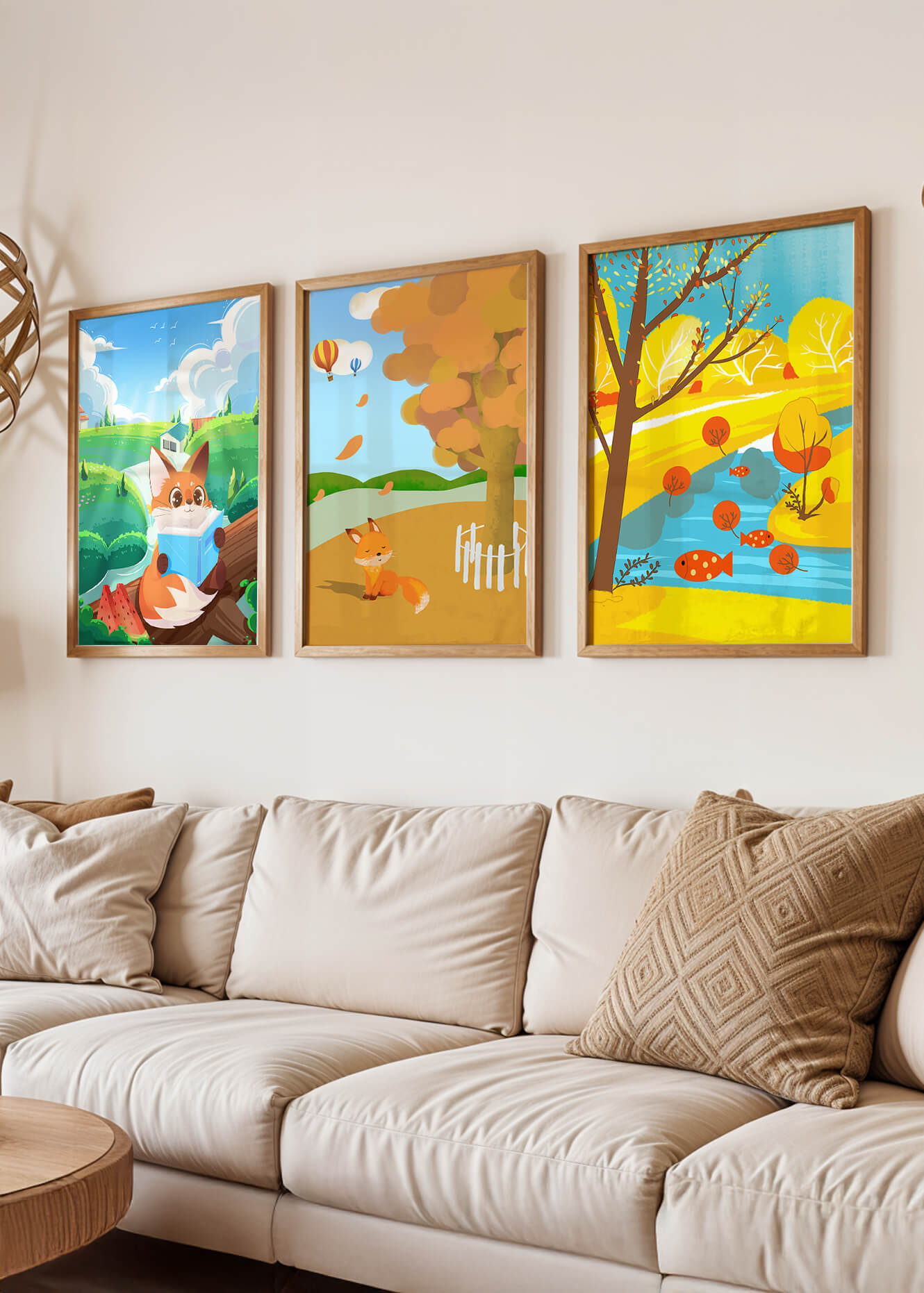 Conjunto de Ilustraciones de Zorros en Paisajes Naturales