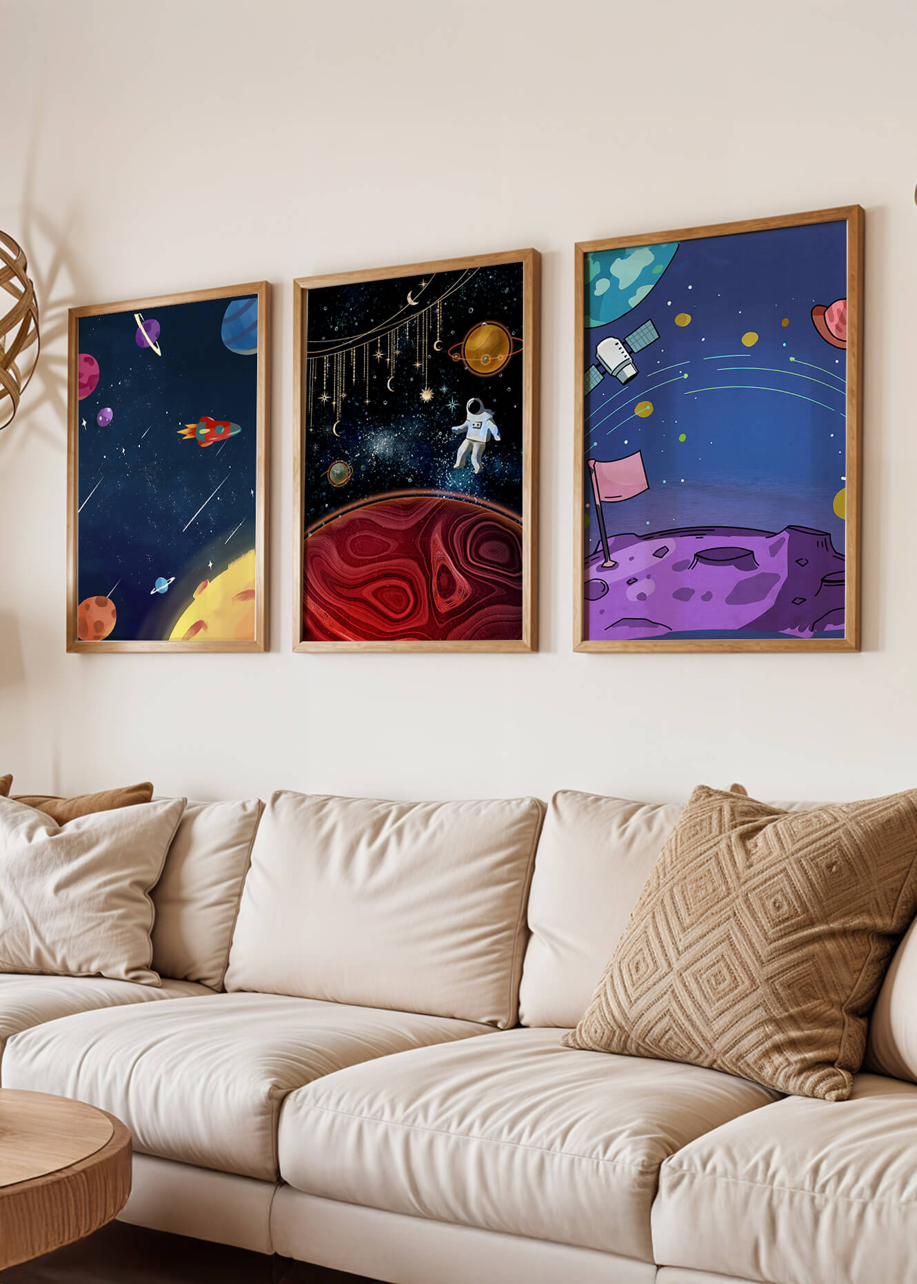 Ensemble d'Œuvres Modernes d'Espace avec Détails Dorés