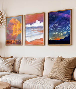 Pinturas Abstractas De Cielo Y Paisaje Sin Marco